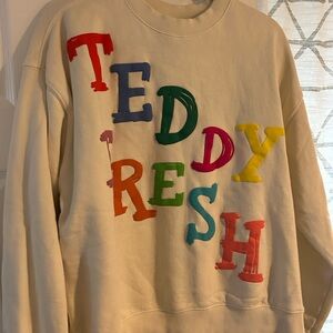 Teddy Fresh Cream Sweatshirt with Blue and Green Accents